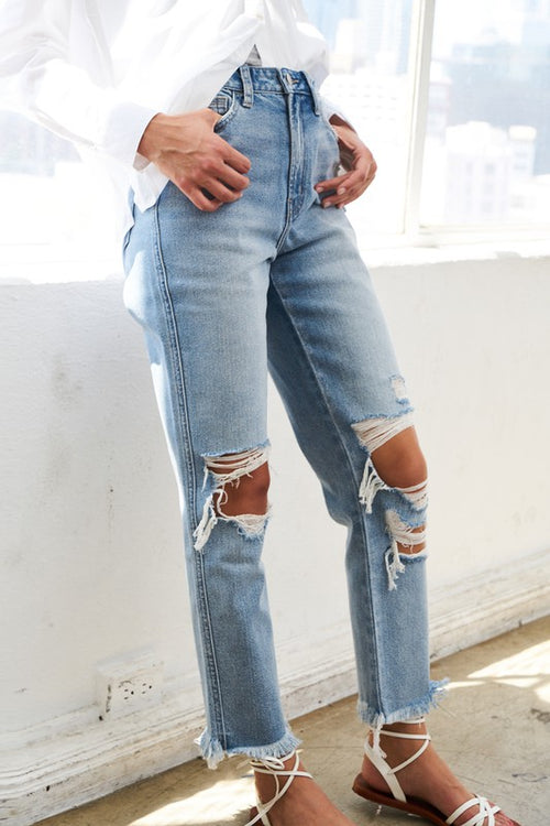 Noelle Super High Rise Distressed Jeans