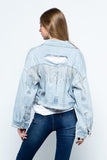 RHINESTONE FRINGE DISTRESSED DENIM JACKET ~Multiple Colors