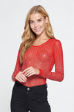 Taylor Rhinestone Bodysuit - Red