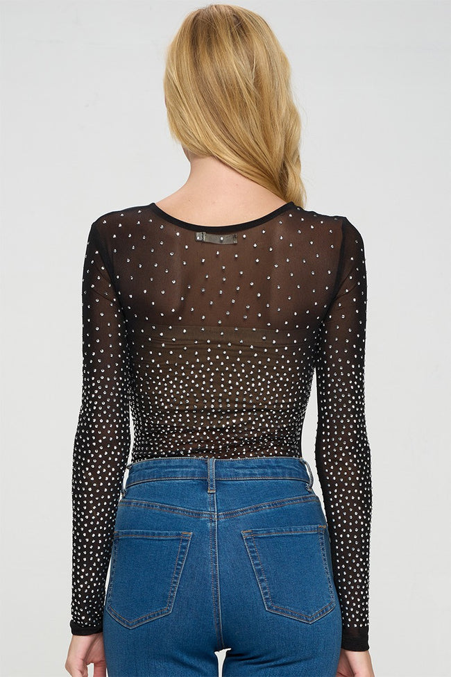 Taylor Rhinestone Bodysuit - Black