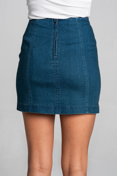 Panel Denim Mini Skirt
