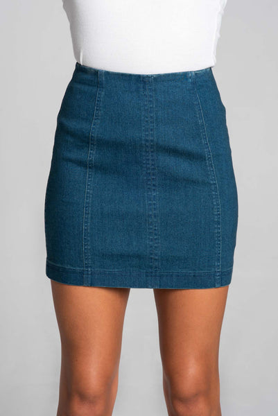 Panel Denim Mini Skirt