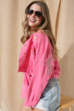 RHINESTONE FRINGE DISTRESSED DENIM JACKET ~Multiple Colors