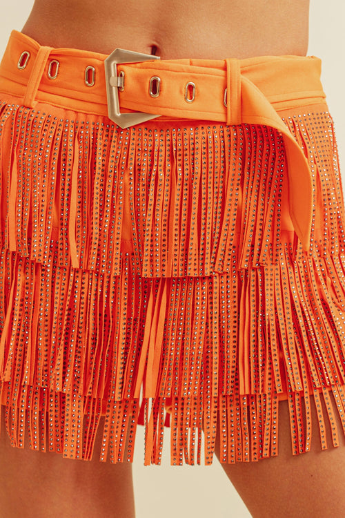 Tennessee Orange Rhinestone Fringe Skort