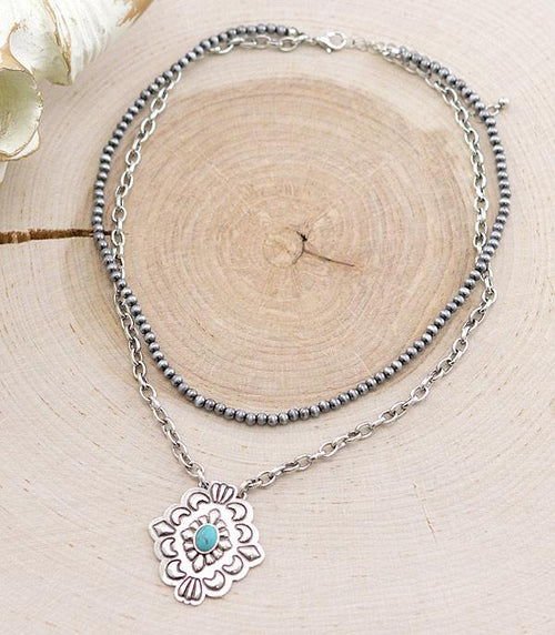 Western Concho Layered Necklace