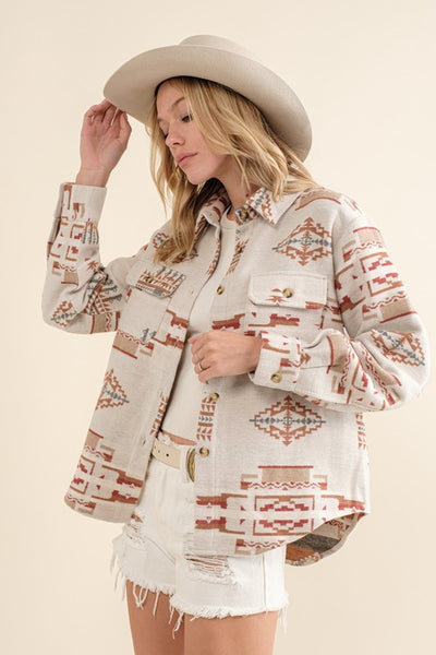 Jacquard Aztec Shacket ~Multiple Colors