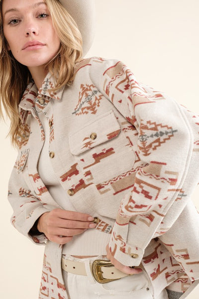 Jacquard Aztec Shacket ~Multiple Colors
