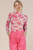 Pink Cow Print Mesh Bodysuit