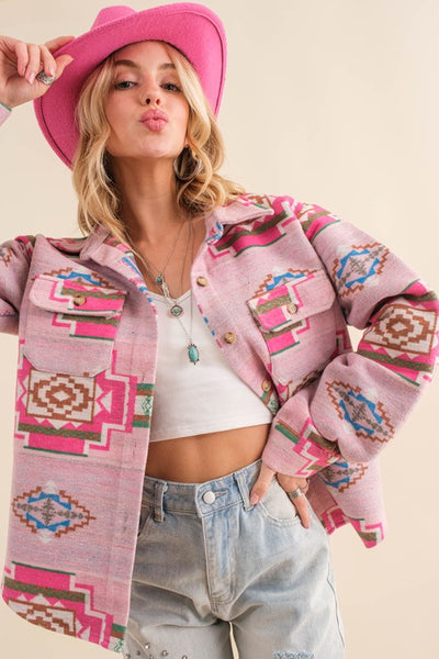 Jacquard Aztec Shacket ~Multiple Colors