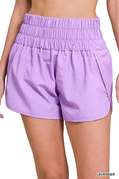 WINDBREAKER SMOCKED WAISTBAND RUNNING SHORTS~ Multiple Colors