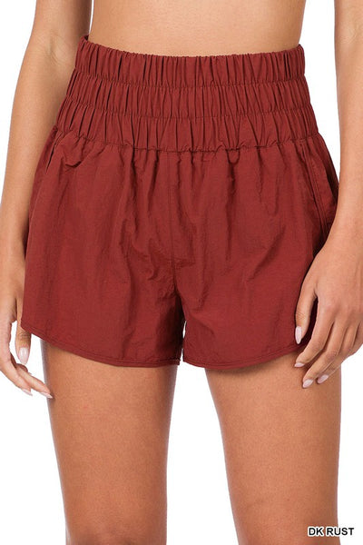WINDBREAKER SMOCKED WAISTBAND RUNNING SHORTS~ Multiple Colors