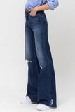 High Rise Distressed Wide Leg Jeans