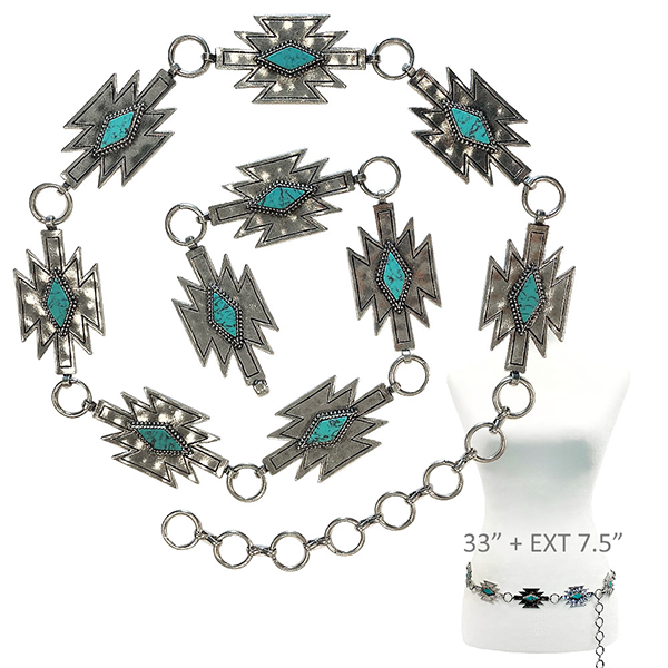 Southwestern Concho Belt -Silver