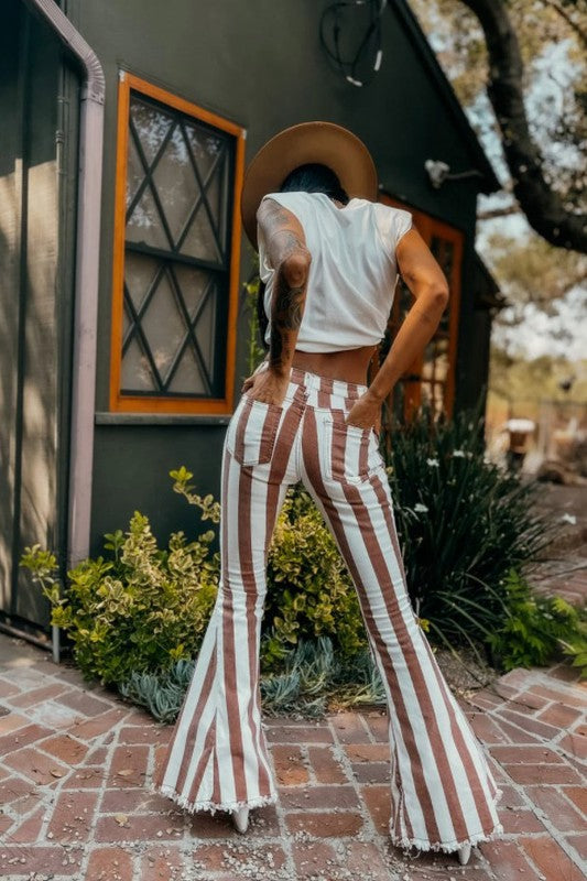Ringleader Striped Distressed Bell Bottoms