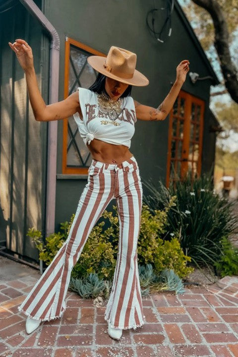 Ringleader Striped Distressed Bell Bottoms