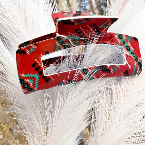 Pink Aztec Hair Claw Clip