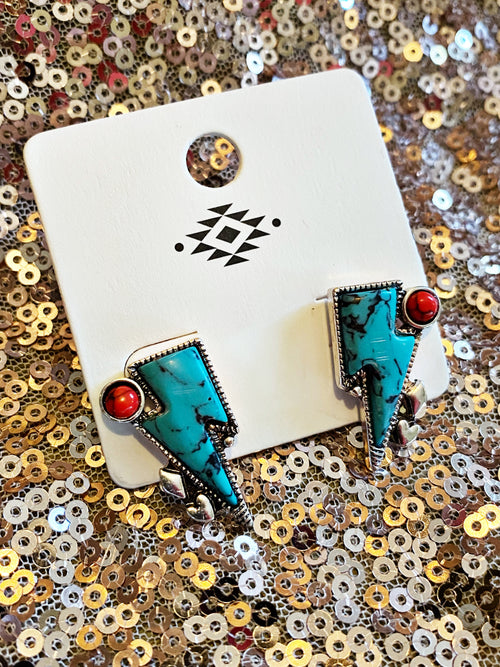 Gemstone Bolt Earrings