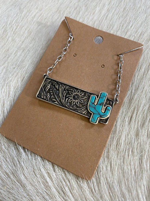 Turquoise Cactus Sunflower Necklace