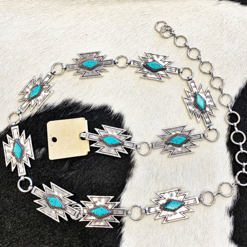 Southwestern Concho Belt -Silver