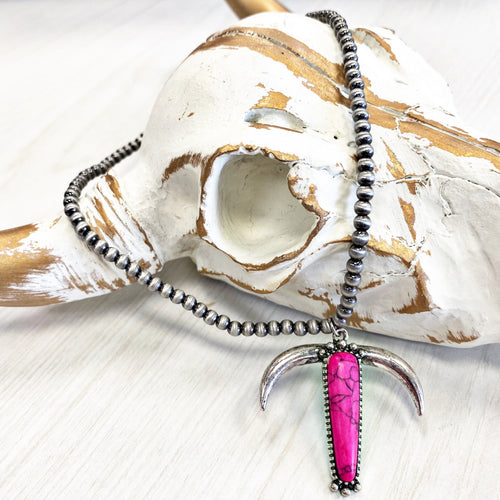 Longhorn Pendant Choker - Pink