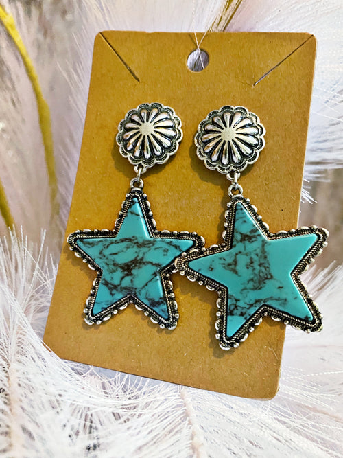 Concho Turquoise Star Earrings
