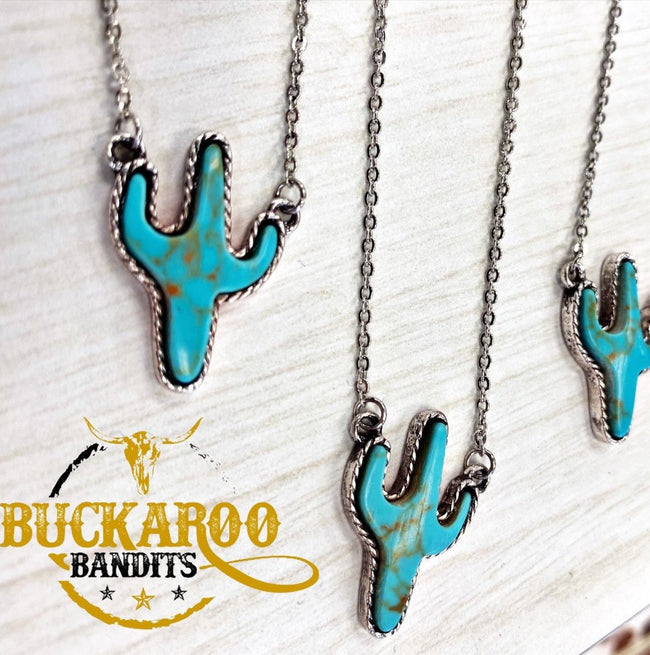 Turquoise Stone Cactus Necklace
