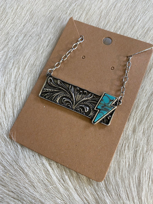 Turquoise Bolt Bar Necklace