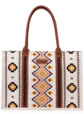 Wrangler Southwestern Pattern Dual Sided Print Canvas Wide Tote -CF