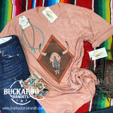Turquoise Cow Skull Tee - 2 Color Options